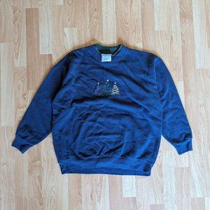 Vintage Blue Christmas Tree Ugly Christmas Sweater